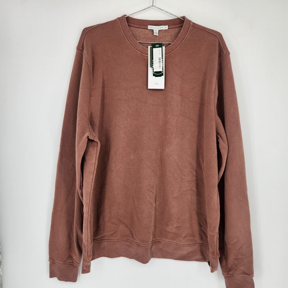 Threads 4‎ Thought Men's Orange XL Mineral Wash Crew Sweatshirt NWT Organic